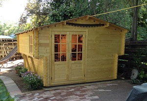 wooden storage shed